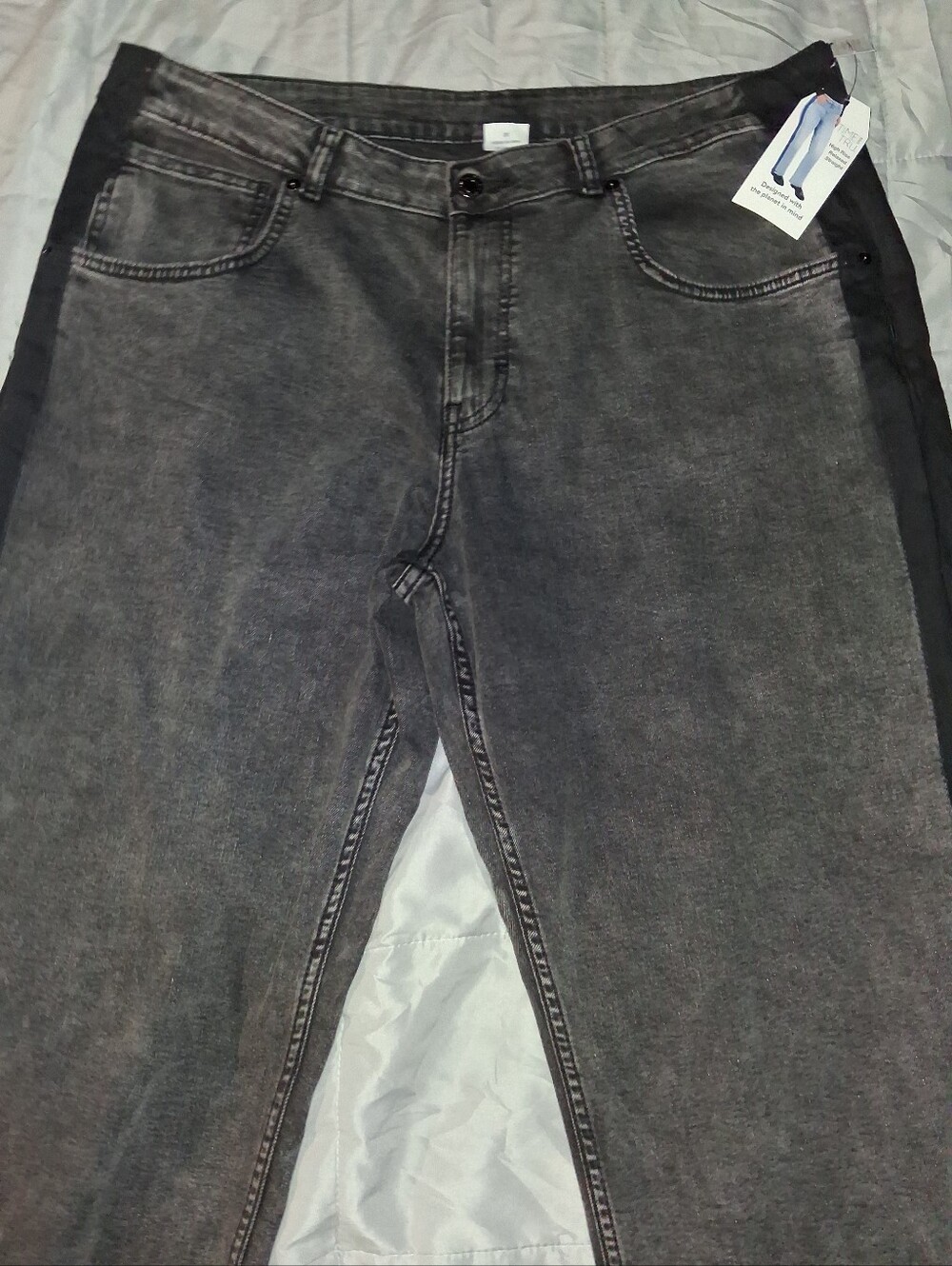 Time And Tru Blackwash Tuxedo High Rise Relax Fit Straight Leg Jeans - Picture 2 of 3